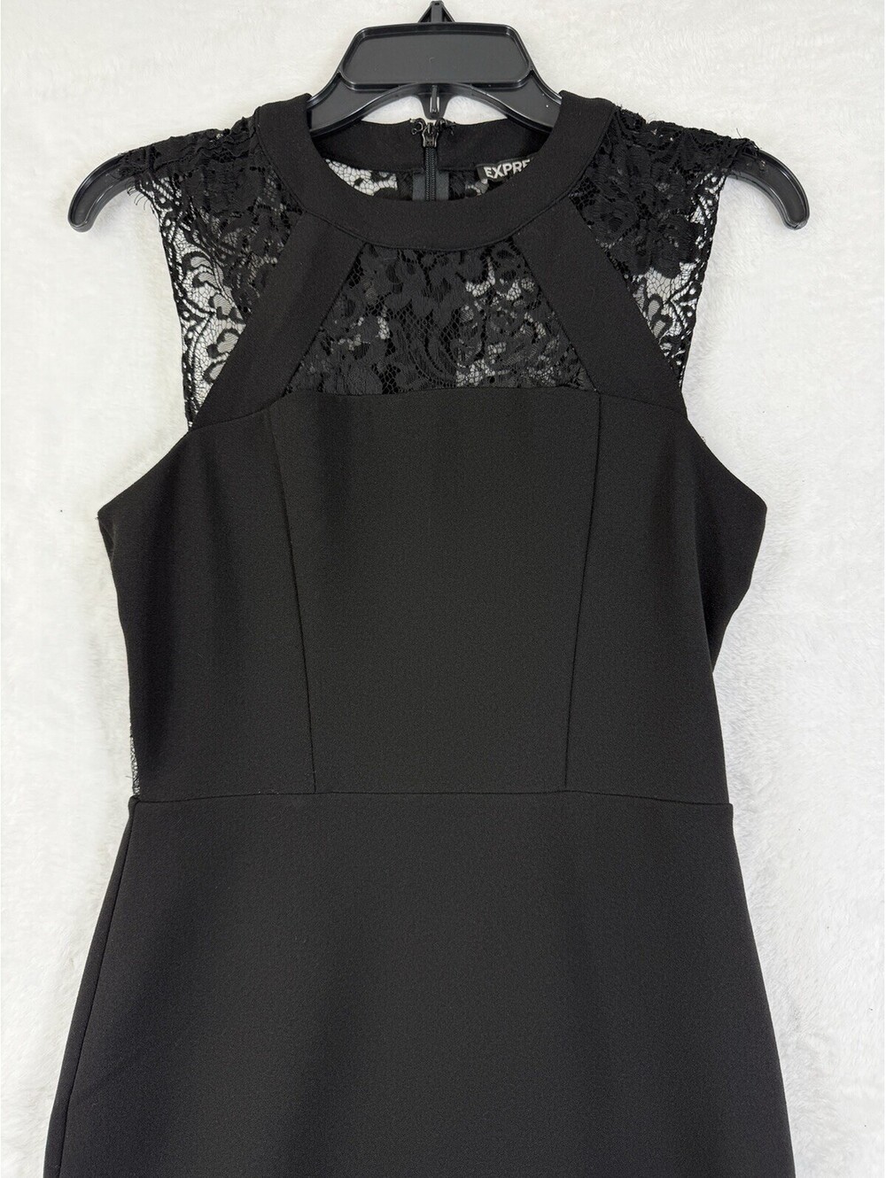 Express Dress 2 Sleeveless Black Bodycon Short Lace LBD Womens